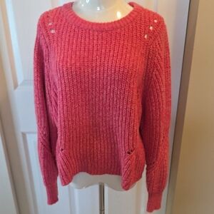 LOFT Vibrant Pink Crew Neck Sweater
